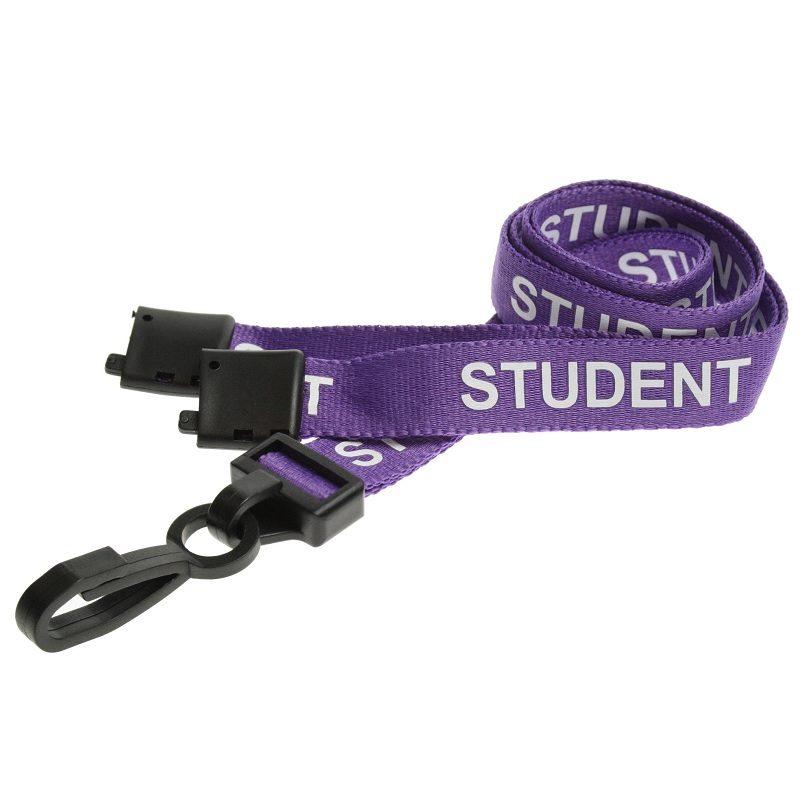 Picture of Student purple lanyard / keyhanger 15 mm with plastic J clip. 60270595