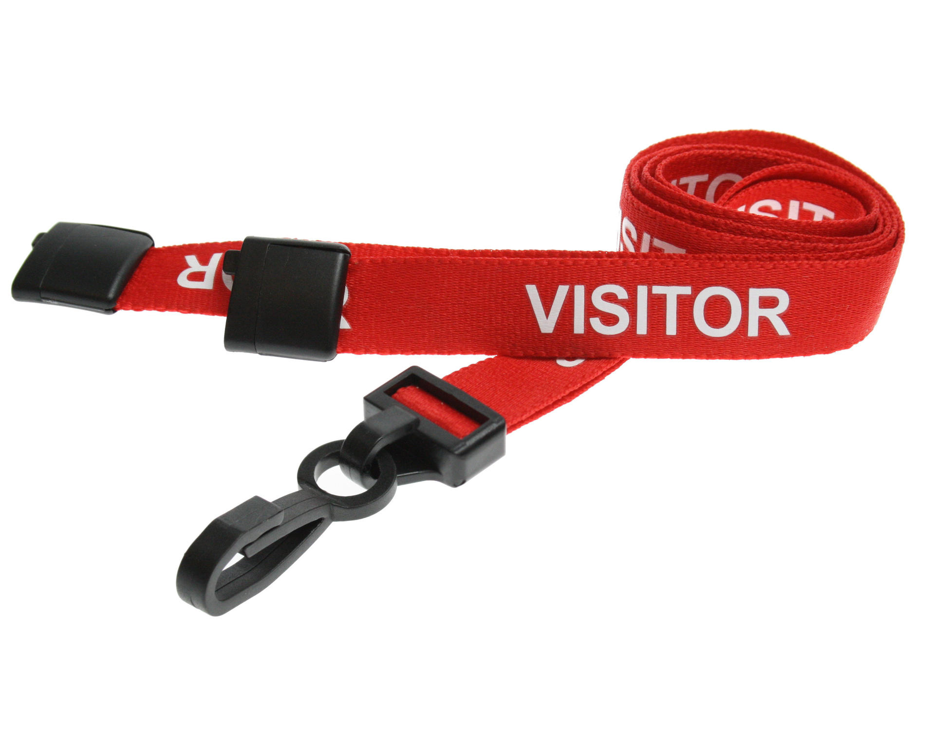 Picture of Visitor red lanyard / keyhanger 15 mm with plastic J clip. 60270604