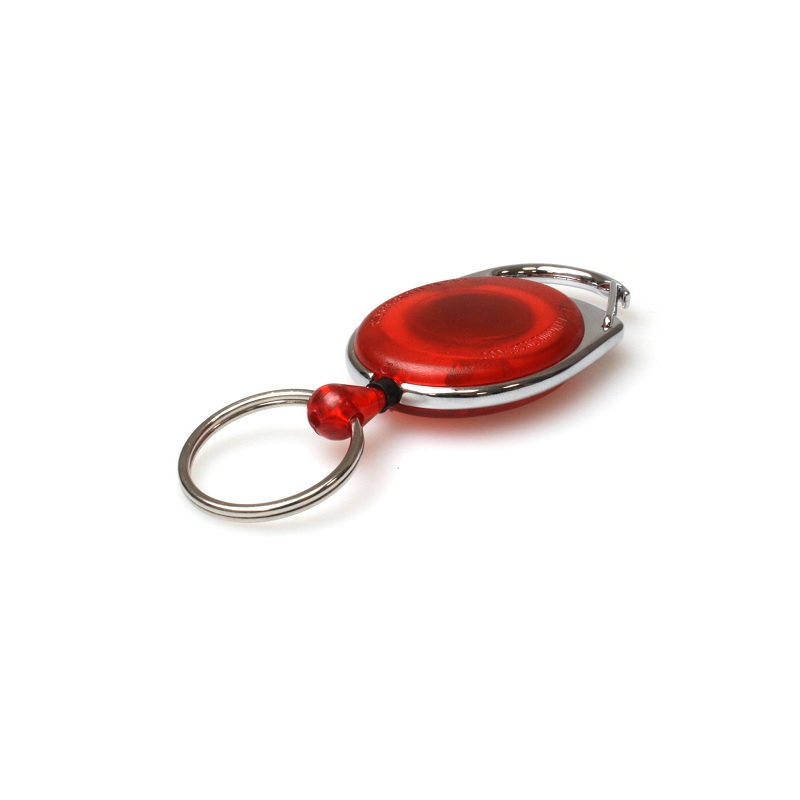 Picture of Red carabiner ID badge reel with key ring. 60270192